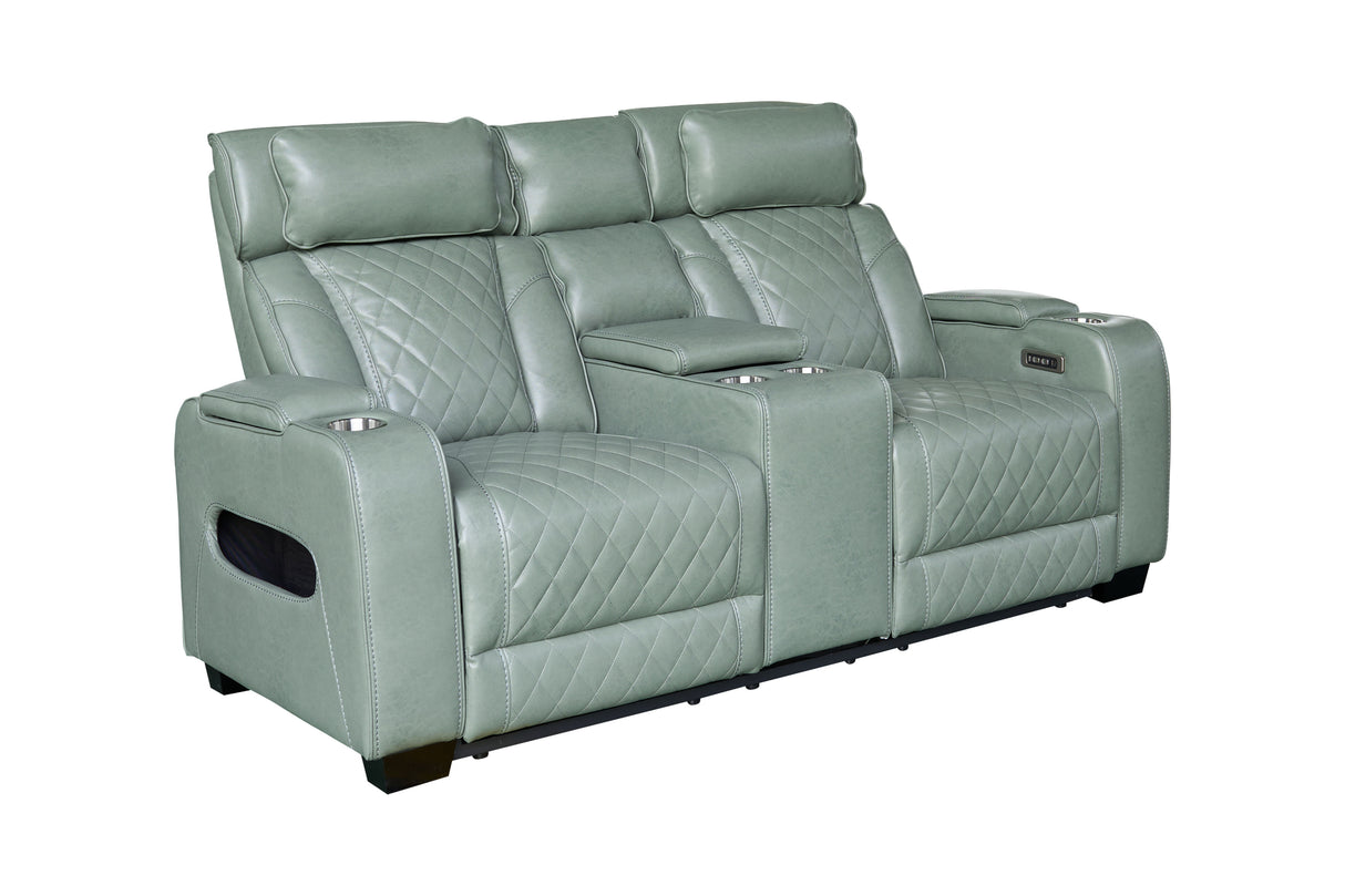 Cinema armchair HOLLYWOOD 2-seater electrically adjustable artificial leather sage