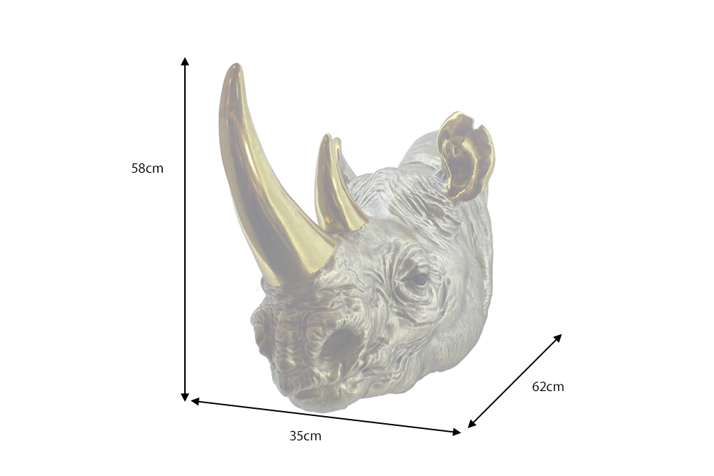 Wall decoration RHINO 60cm handmade gold