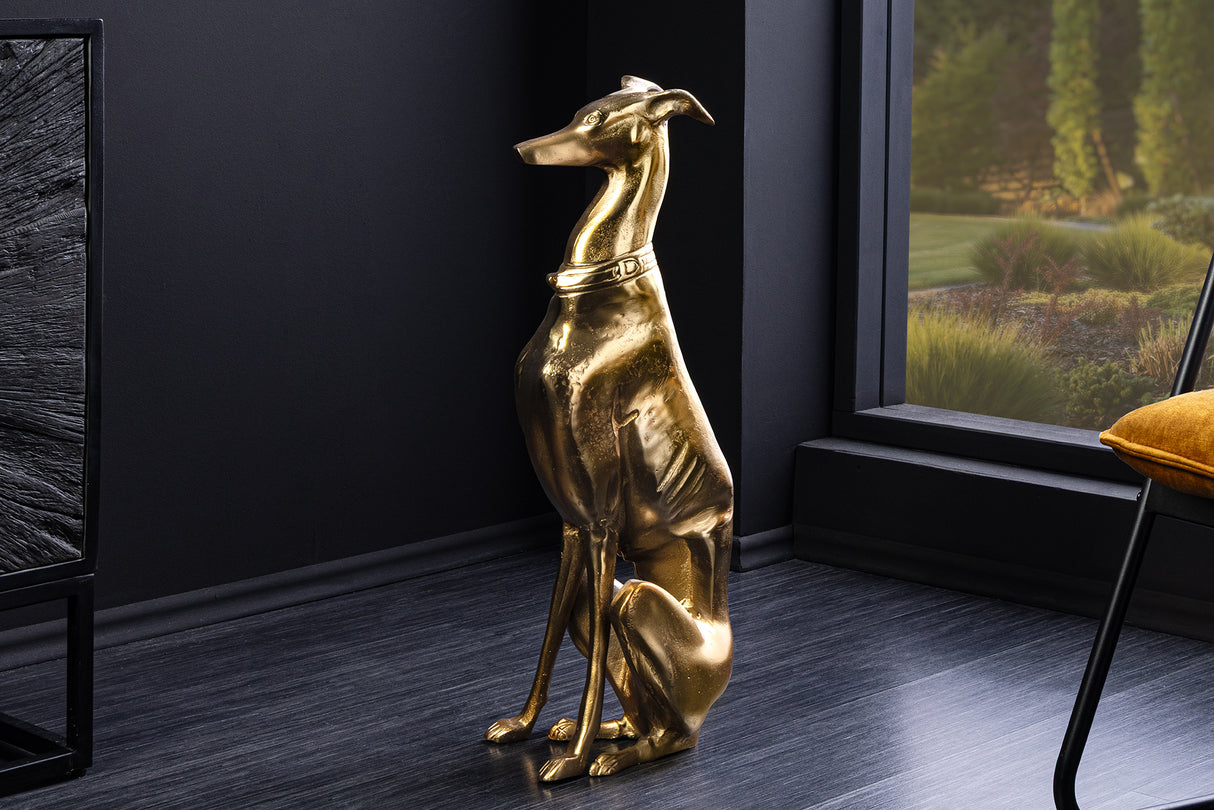 Skulptur WINDHUND 70cm Aluminium gold