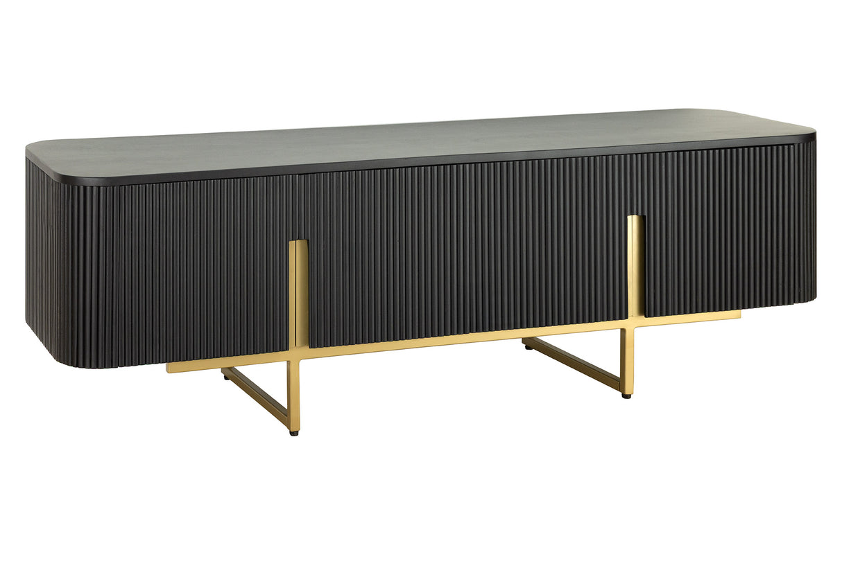 TV-Board GATSBY 160cm Retro-Stil Mango Schwarz Gold