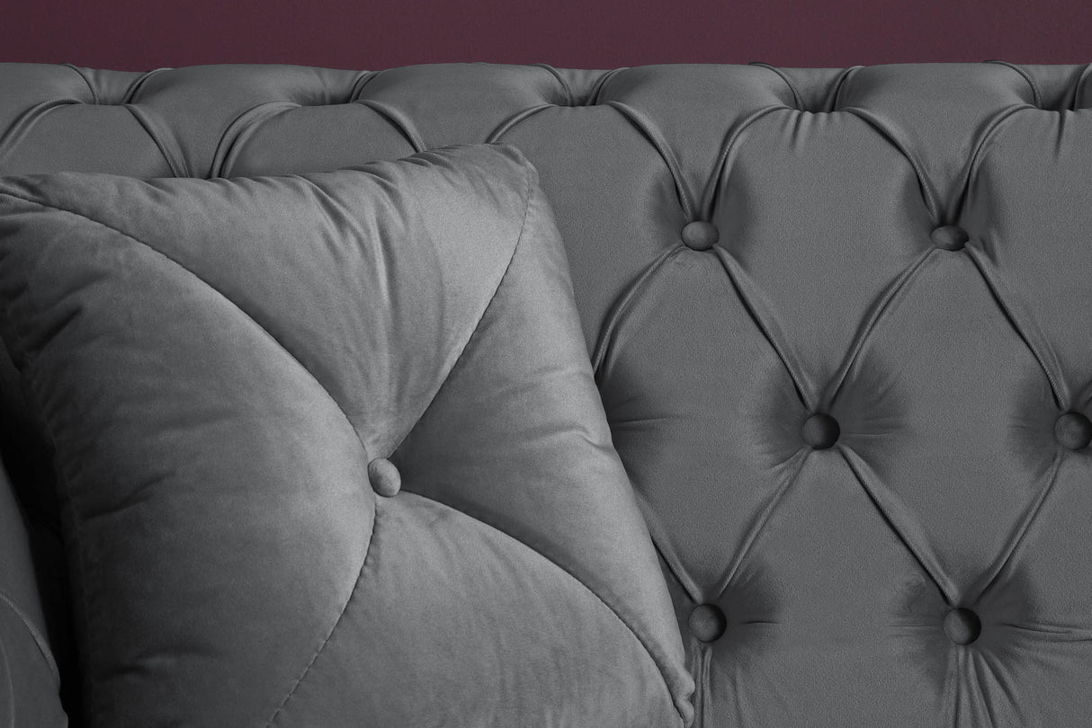 Sofa PARIS CHESTERFIELD 225cm Samt silbergrau
