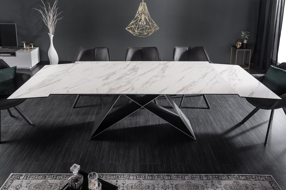 Dining table PROMETHEUS 180-260cm marble look white
