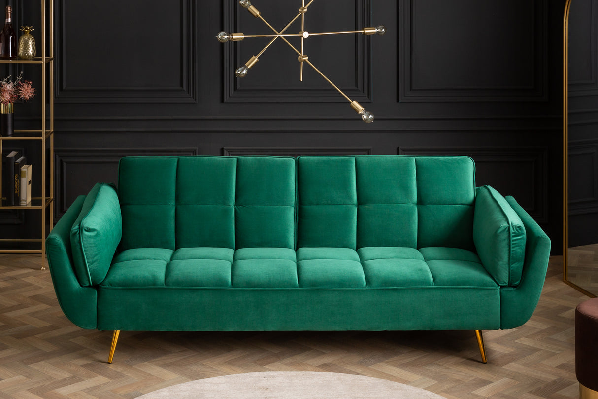 Schlafsofa BOUTIQUE 215cm mit Armlehnen Samt smaragdgrün