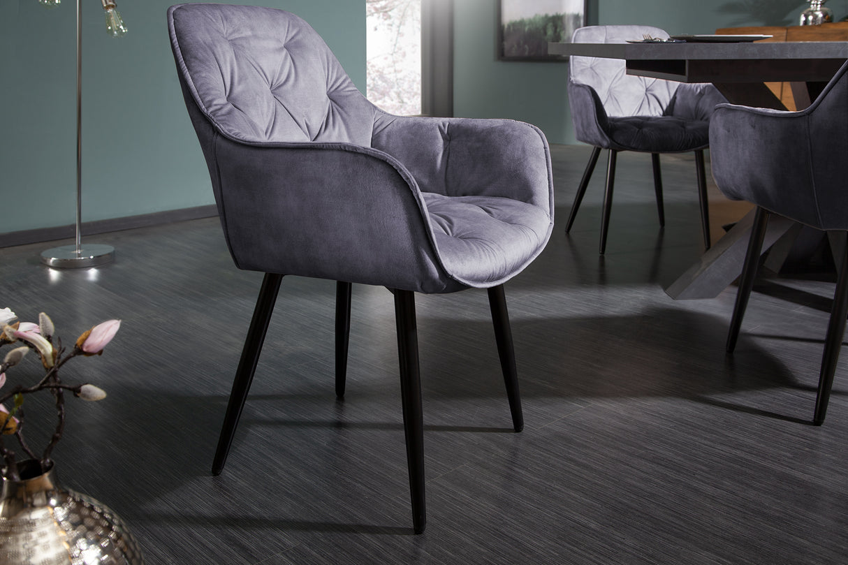 Chair MILANO with armrests velvet grey