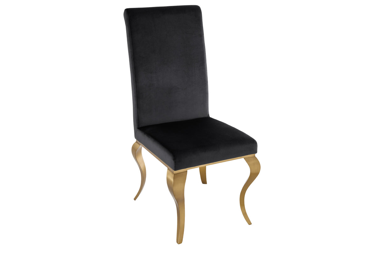 Stuhl MODERN BAROCK Samt schwarz goldene Beine im Barockstil