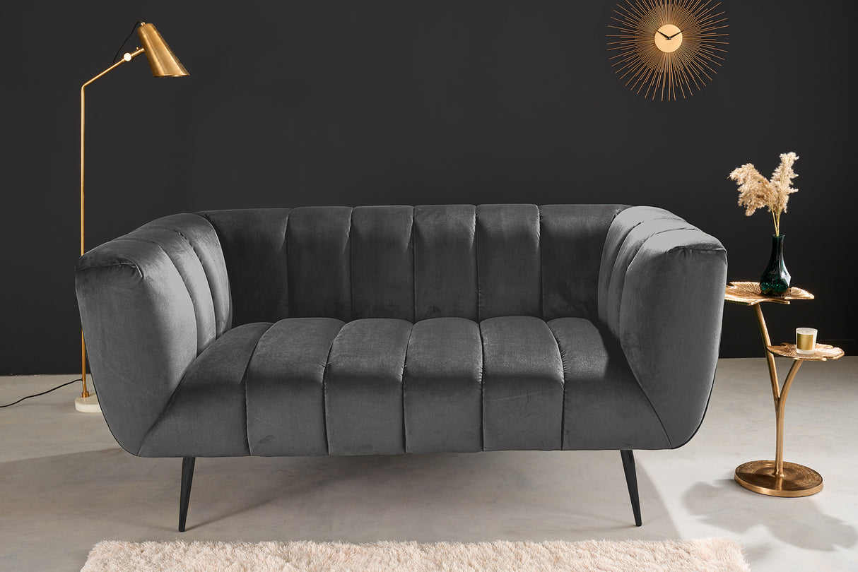 Sofa NOBLESSE 165cm 2-seater velvet grey w/ black feet
