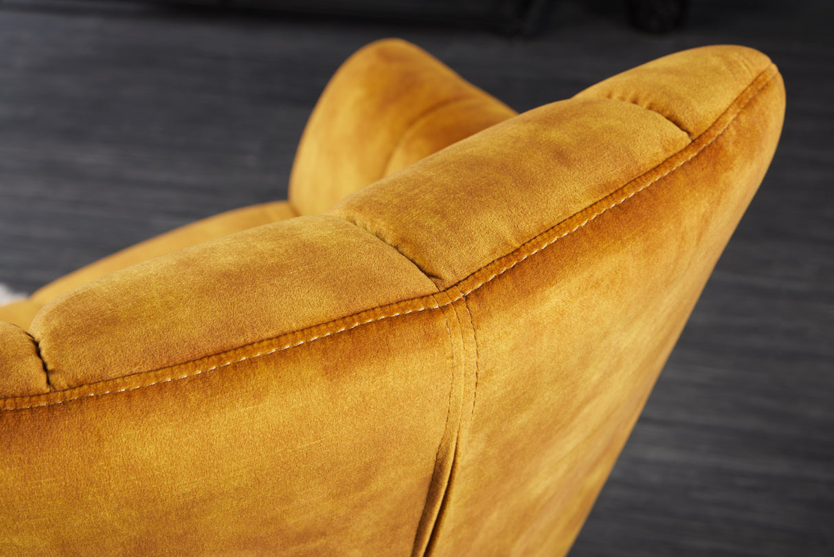 Armchair PAPILLON 83-90cm rotatable 360° velvet mustard yellow