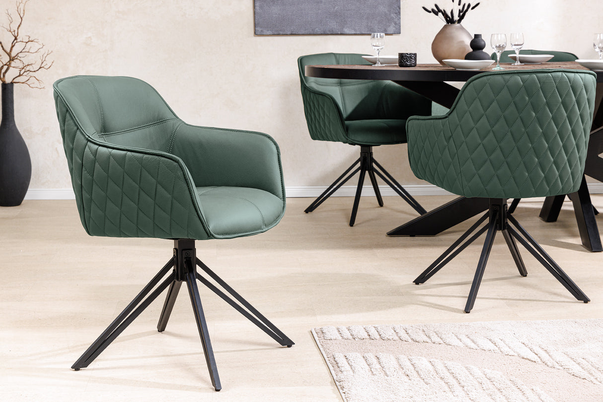 Drehstuhl EUPHORIA drehbar 180° mit Armlehnen Leder grün