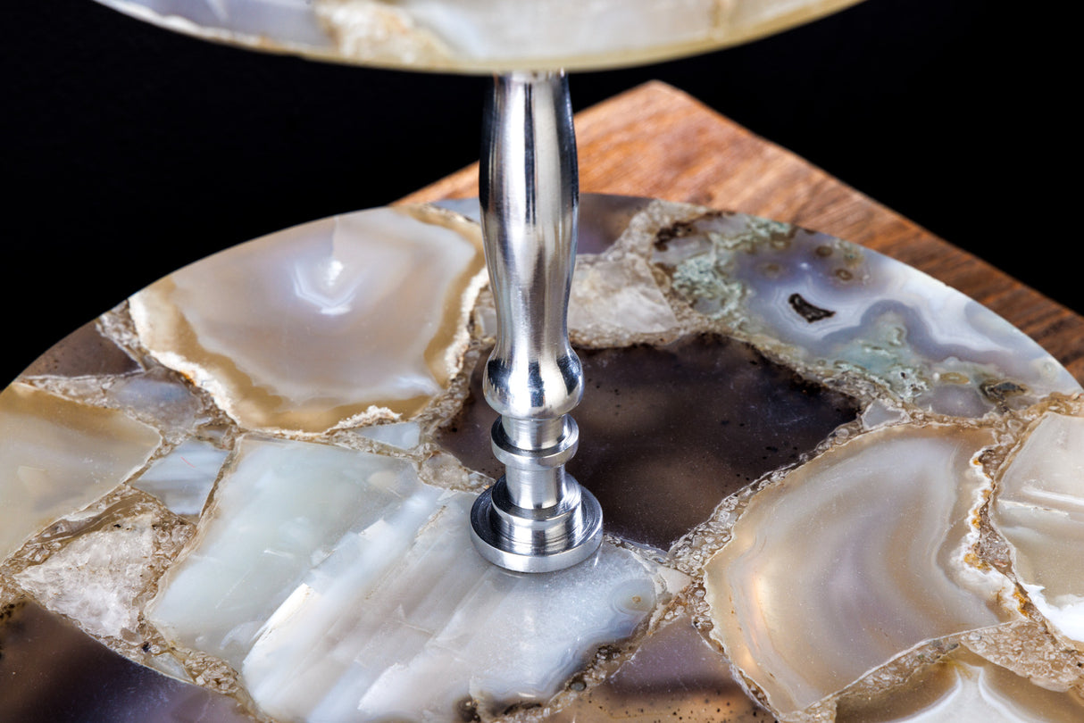 Etagere NOBLE 40cm 2 trays agate silver