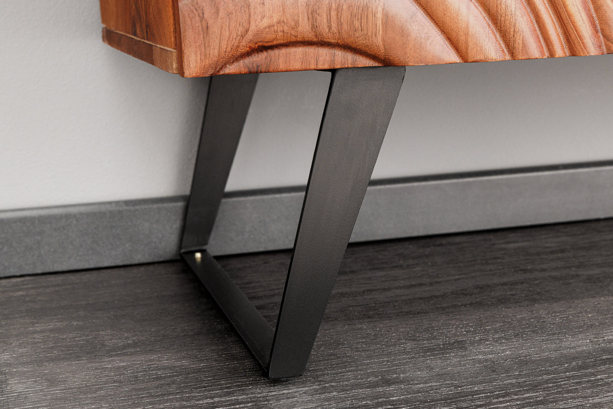 Highboard FLUID 120cm 3D acacia wood walnut brown