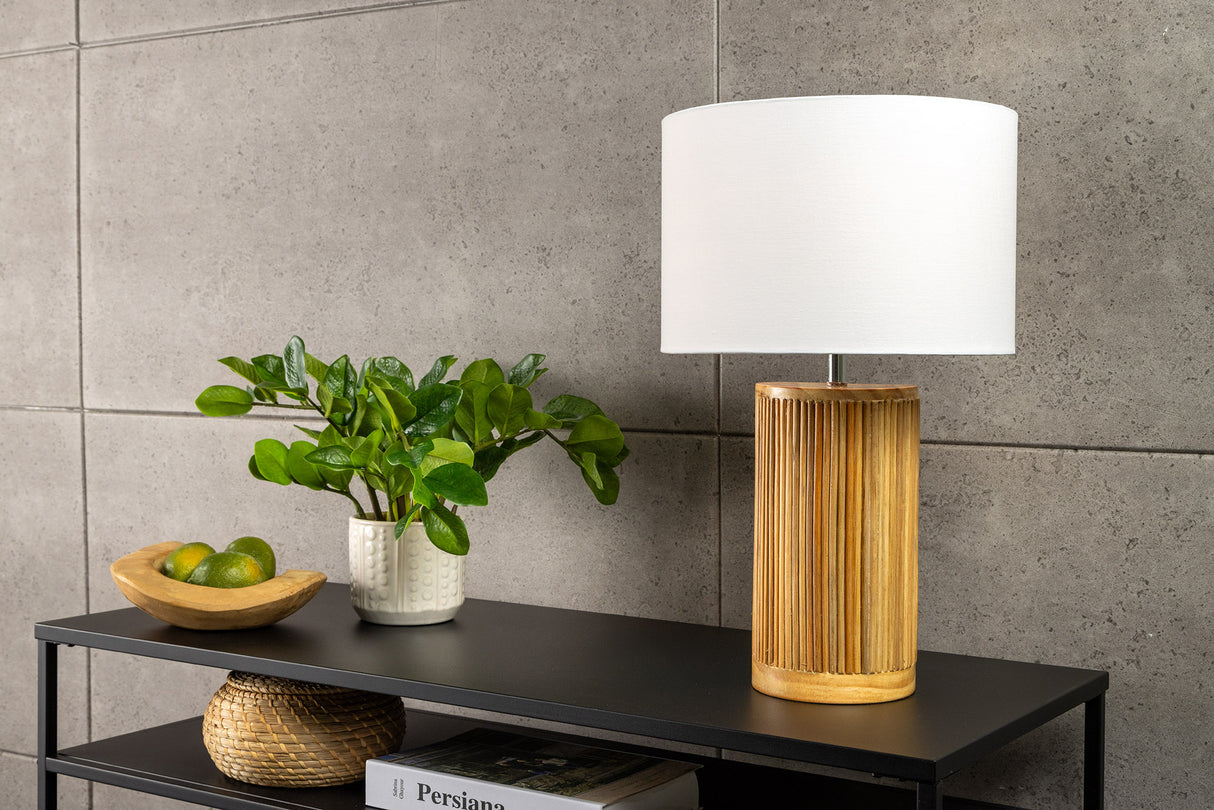 Table lamp GATSBY 50cm willow- and pinewood natural white lampshade