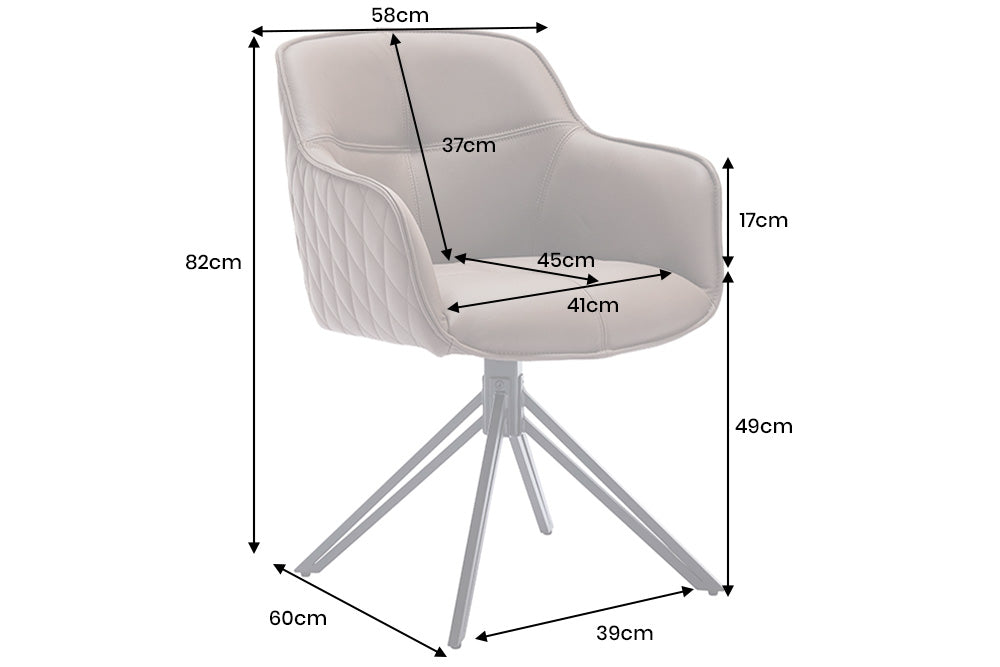 Drehstuhl EUPHORIA drehbar 180° mit Armlehnen Leder braun