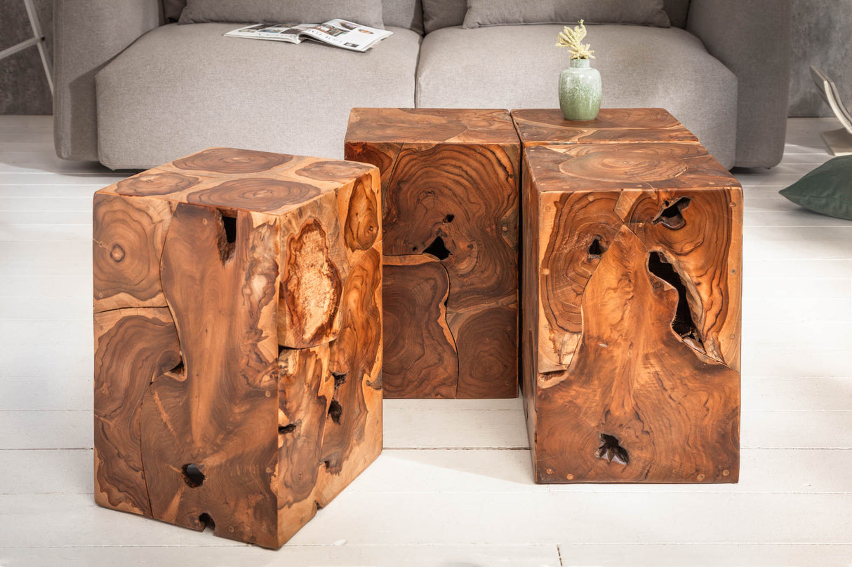 Side table stool SQUARE 30cm teak wood