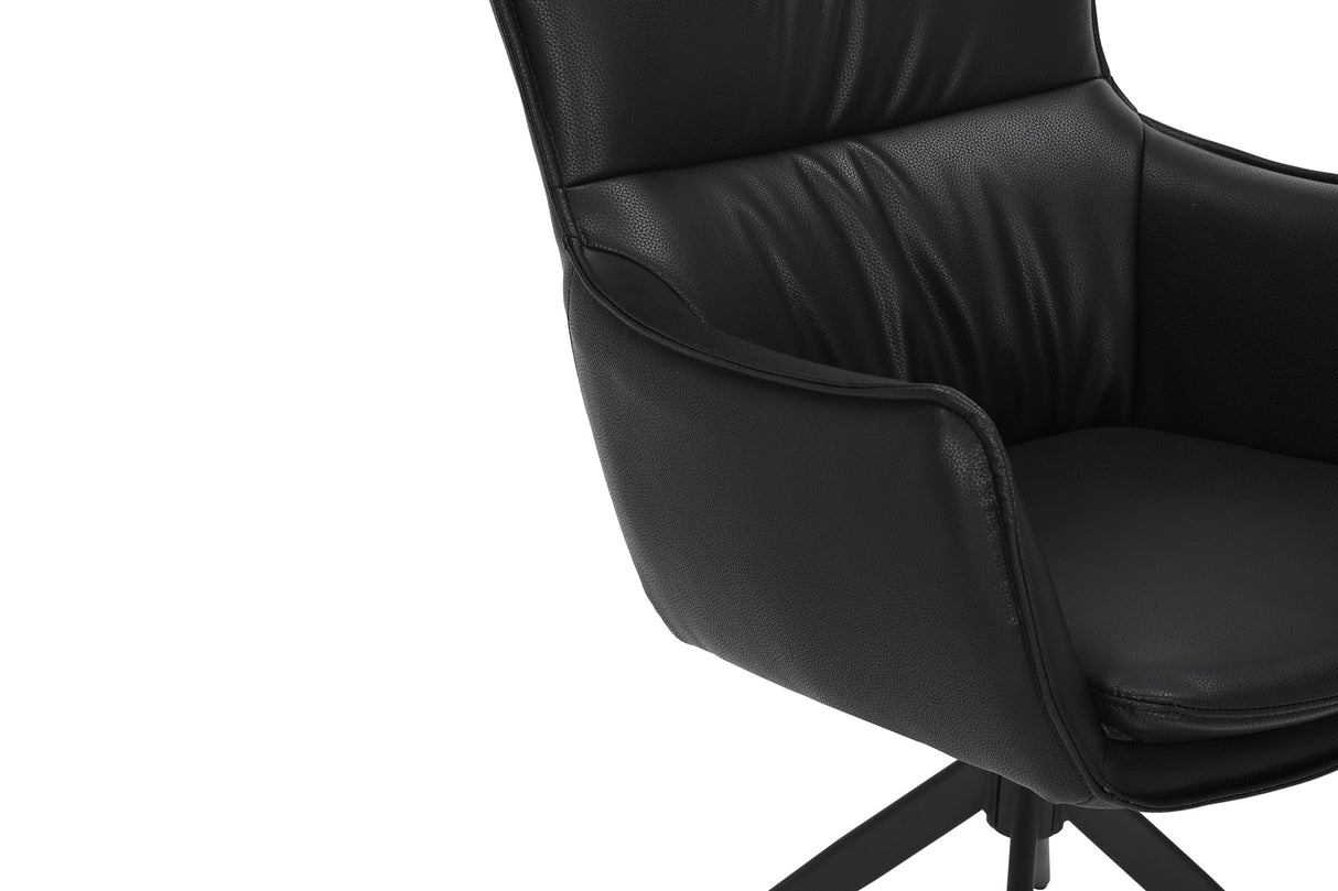 Drehstuhl VOGUE 360° mit Armlehnen Kunstleder schwarz mit Metallgestell schwarz