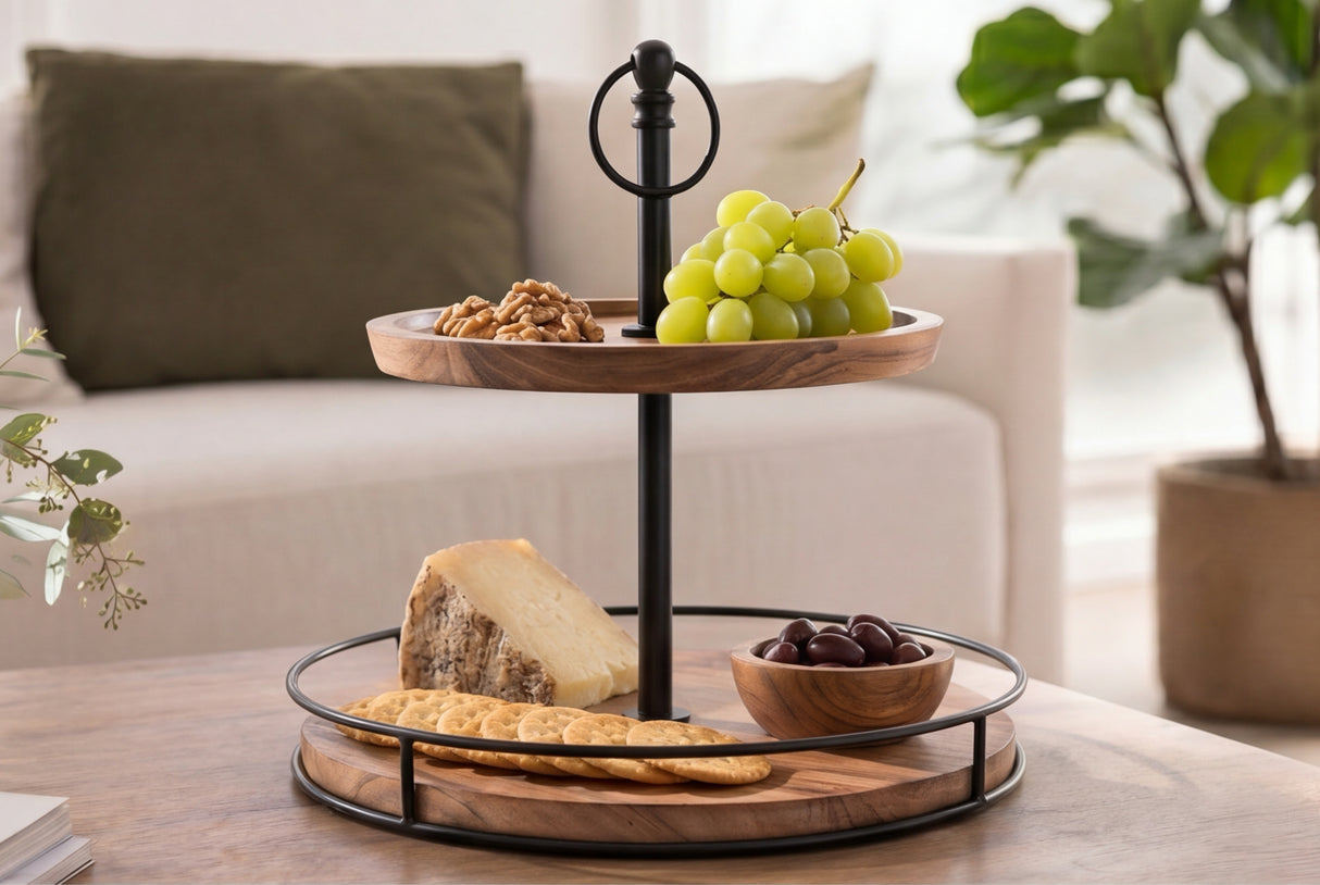 Etagere PURE NATURE 38cm 2 Tabletts Mangoholz