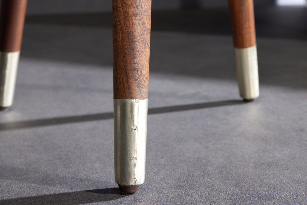 Side table ALCASAR 50cm mango wood and coated metal antique silver