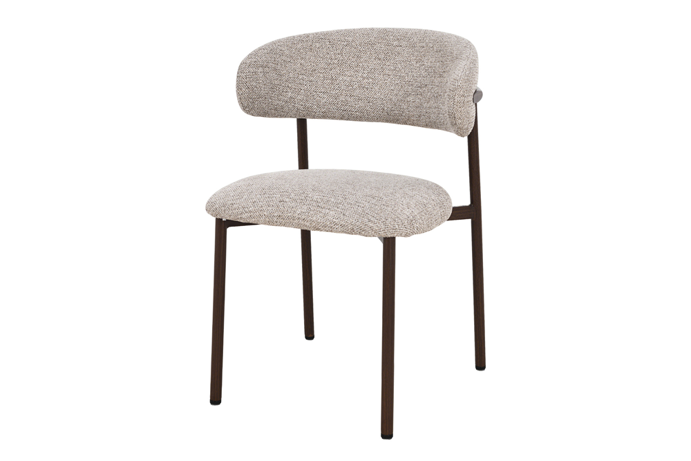 Stuhl BELFORT m. Metallbeinen Strukturstoff Taupe Beige Braun