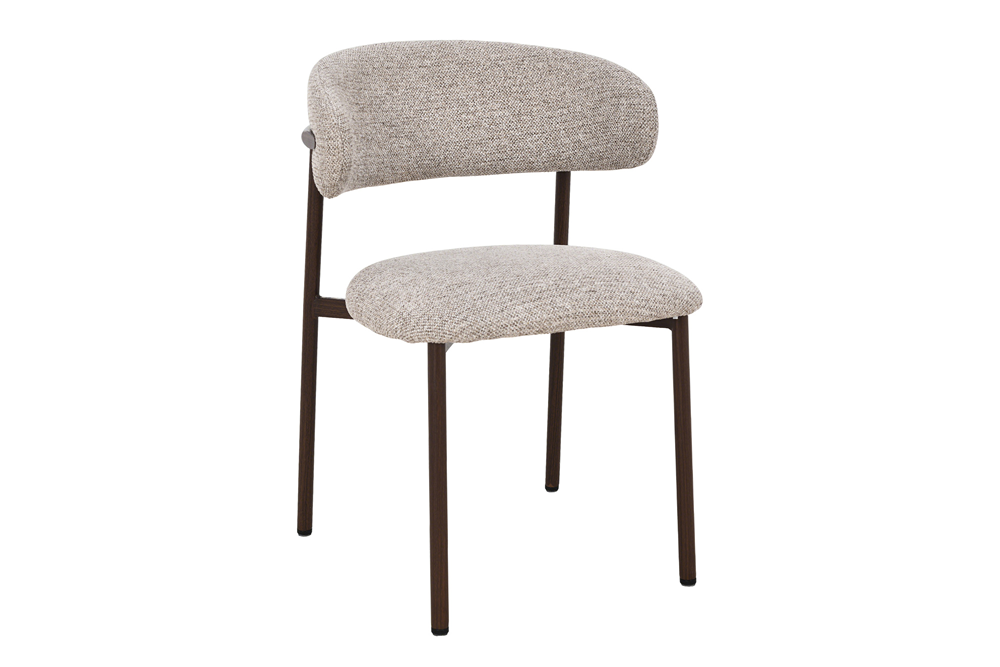 Chair BELFORT w/ metal legs textured fabric taupe beige brown