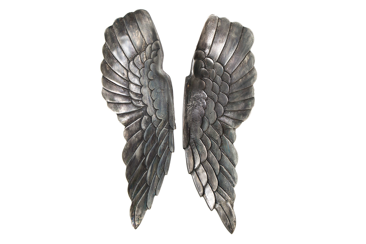 Wall decoration FALLEN ANGEL 65cm antique silver bronze