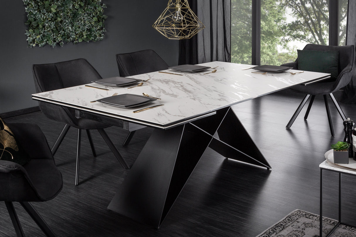 Dining table PROMETHEUS 180-260cm marble look white