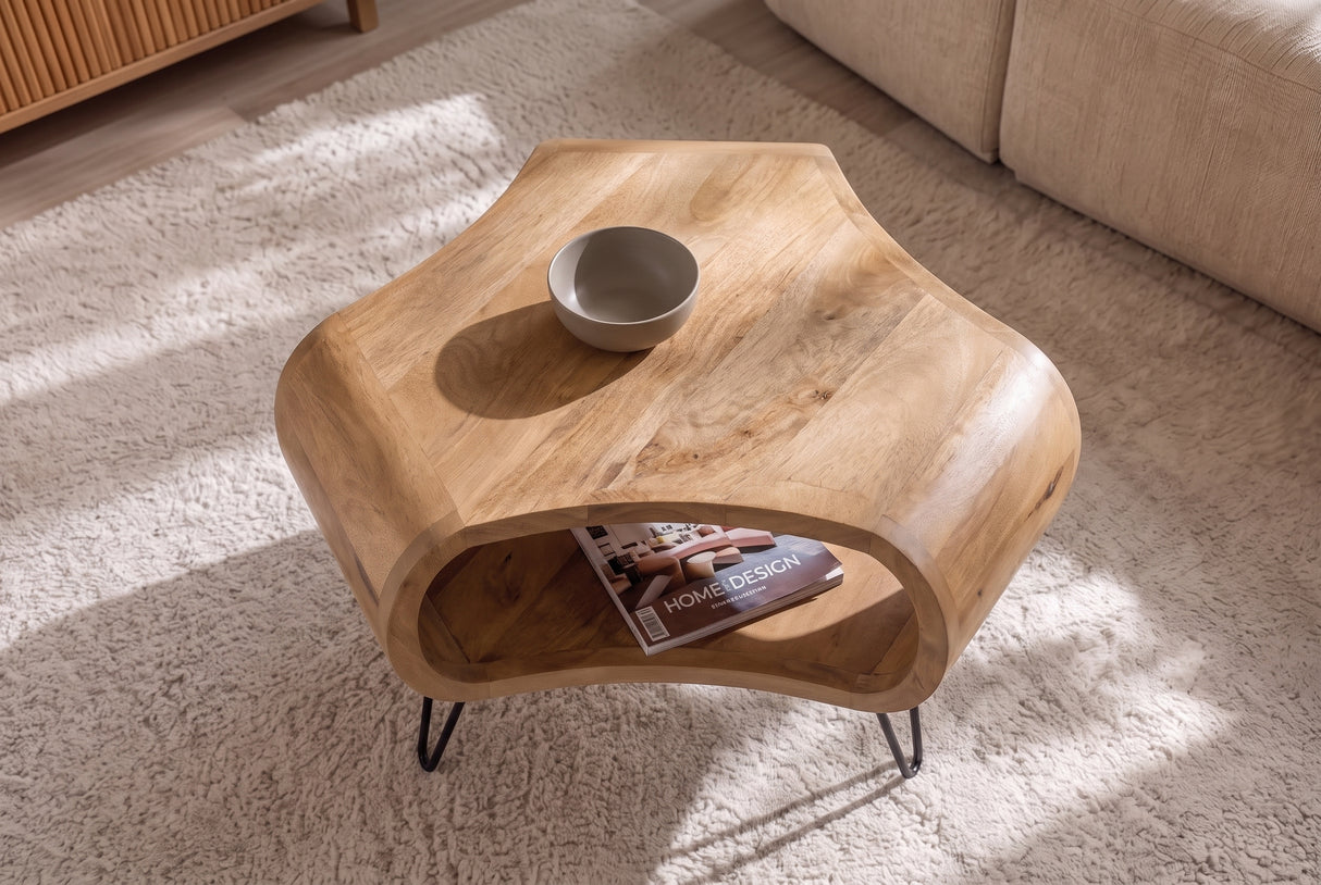 Coffee table ORGANIC LIVING 70cm w/ hairpin legs mango wood natural