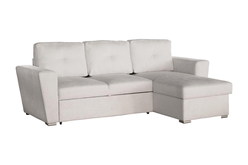 Schlafsofa APARTMENT 245 cm 3-Sitzer mit Ottoman und Stauraum Strukturstoff beige