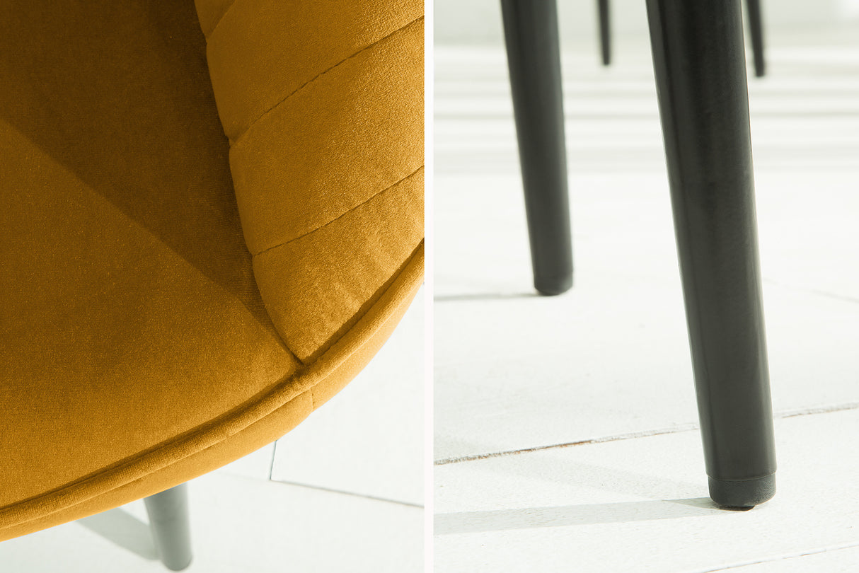 Chair TURIN with armrests velvet mustard yellow
