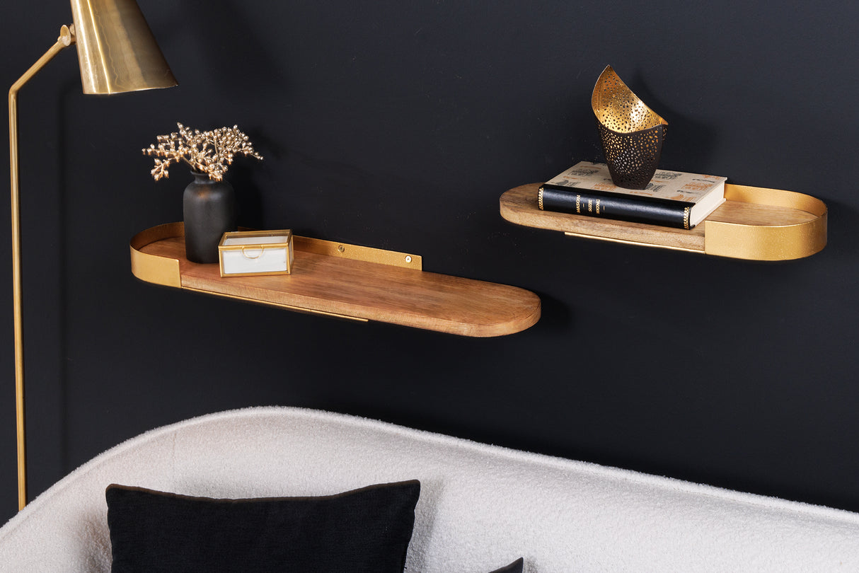 Wall shelf PURE NATURE 40-60cm set of 2 mango wood