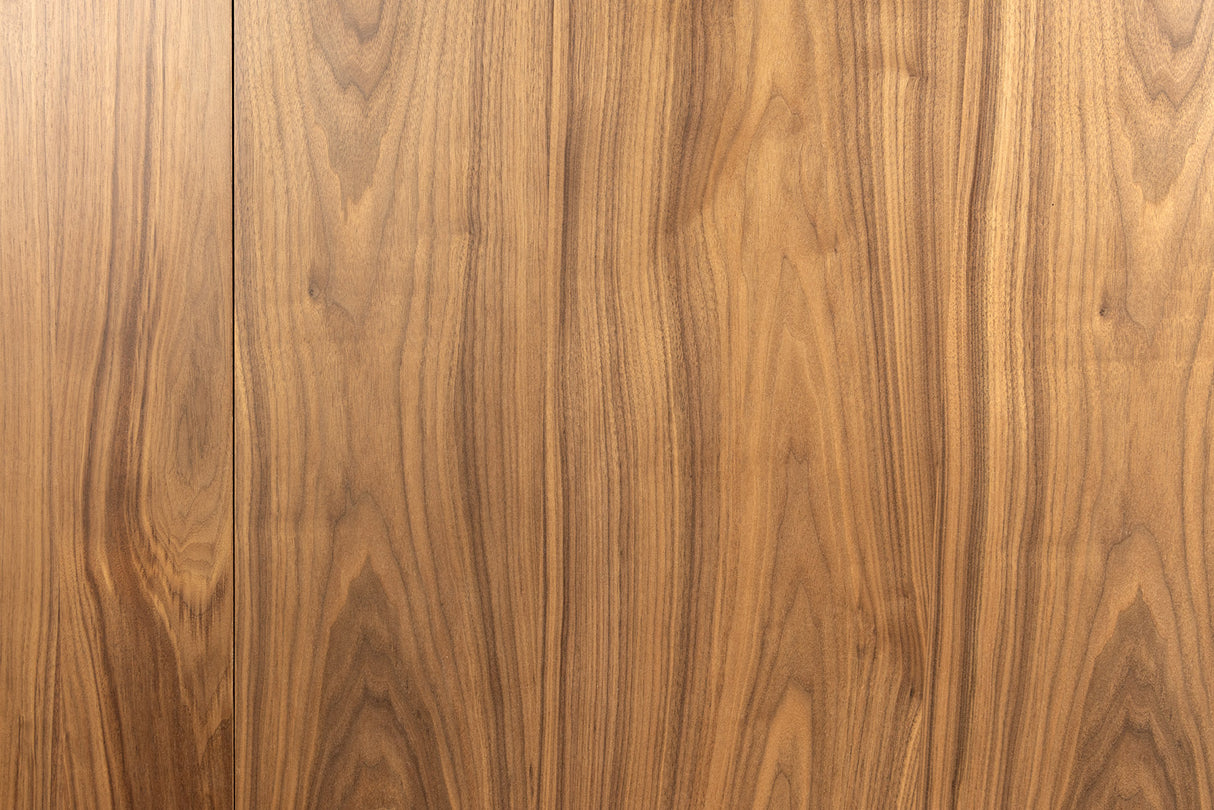 Dining table GIANT 200-320cm extendable natural walnut wood look w/ black metal frame