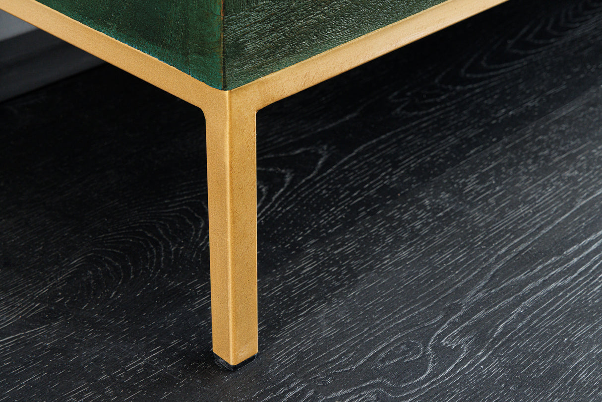 Sideboard PEACOCK 175cm 3D Mangoholz Antik-Look dunkelgrün gold handgefertigt