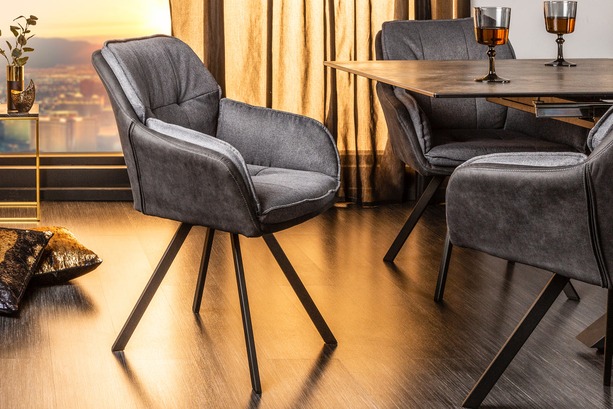 Drehsessel LOUNGER 180° mit Armlehnen Mikrofaser grau anthrazit