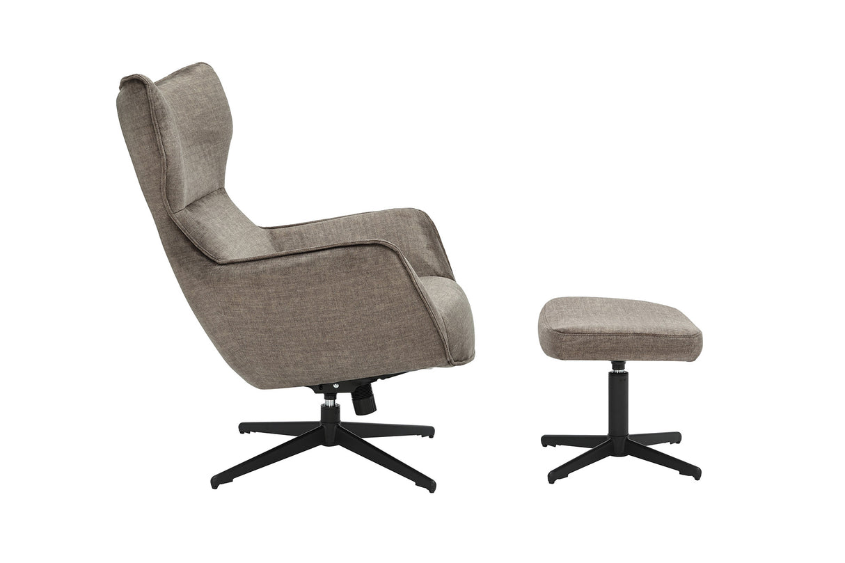 Sessel VOGUE 360° drehbar Samt Taupe mit schwarzem Metallgestell