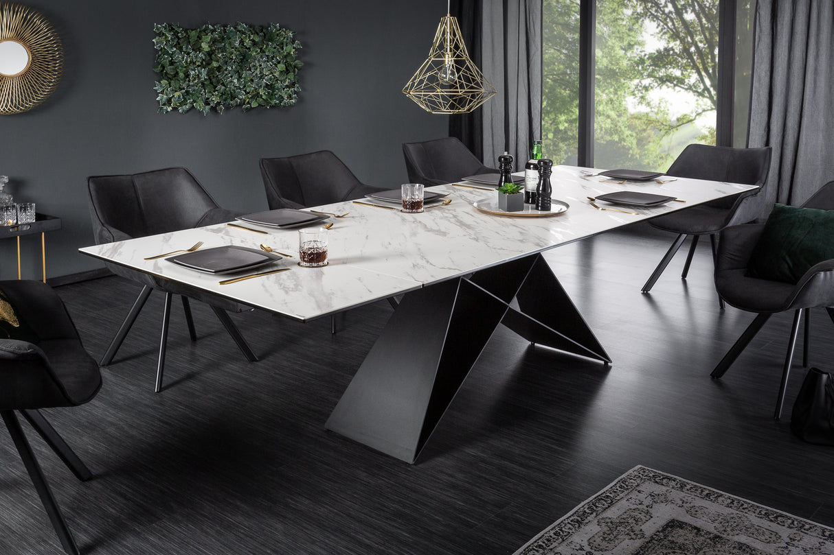 Dining table PROMETHEUS 180-260cm marble look white