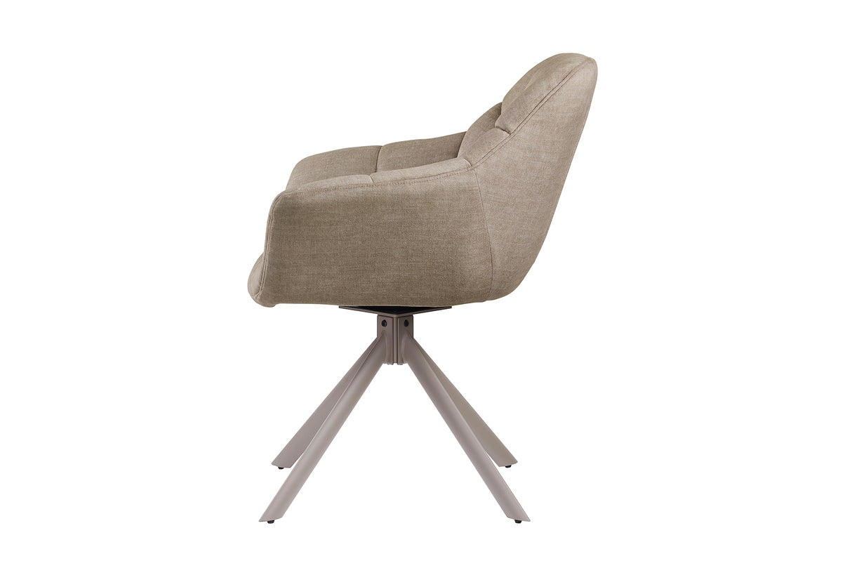 Swivel chair PAPILLON rotatable 180° w/ armrests velvet beige greige