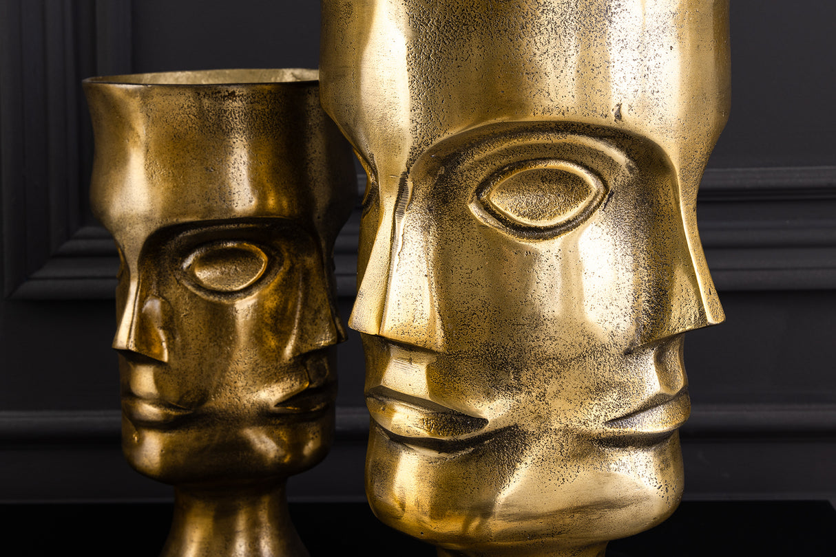 Pflanzvase FACE 2er Set Aluminium Antik Messing