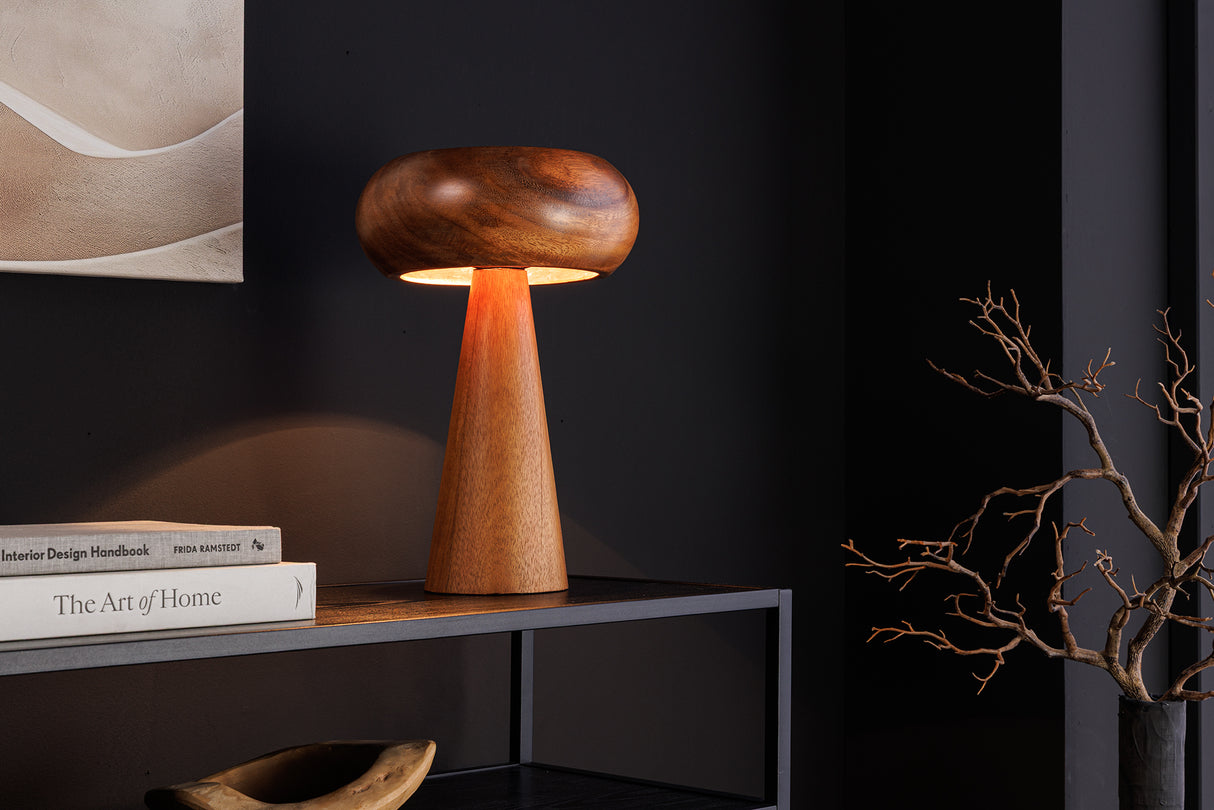 Table Lamp ALVA 40cm iron and acacia wood natural