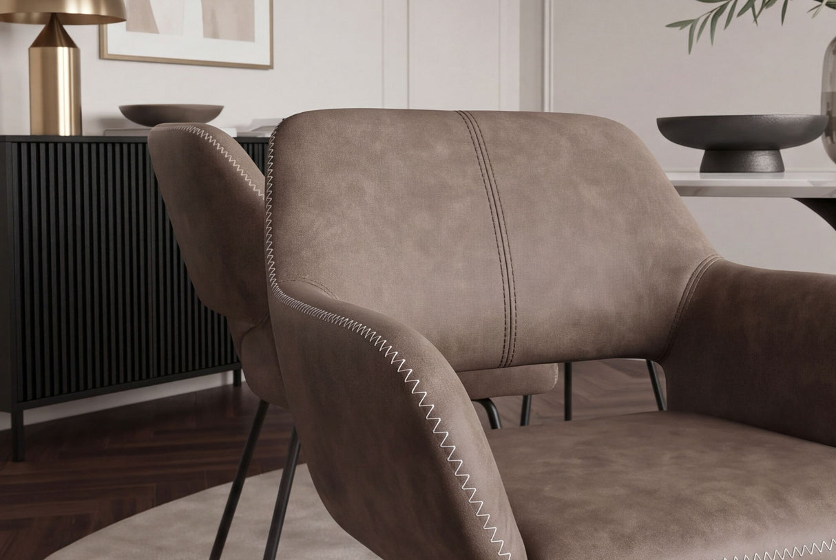 Chair MUSTANG with armrests microfibre antique taupe