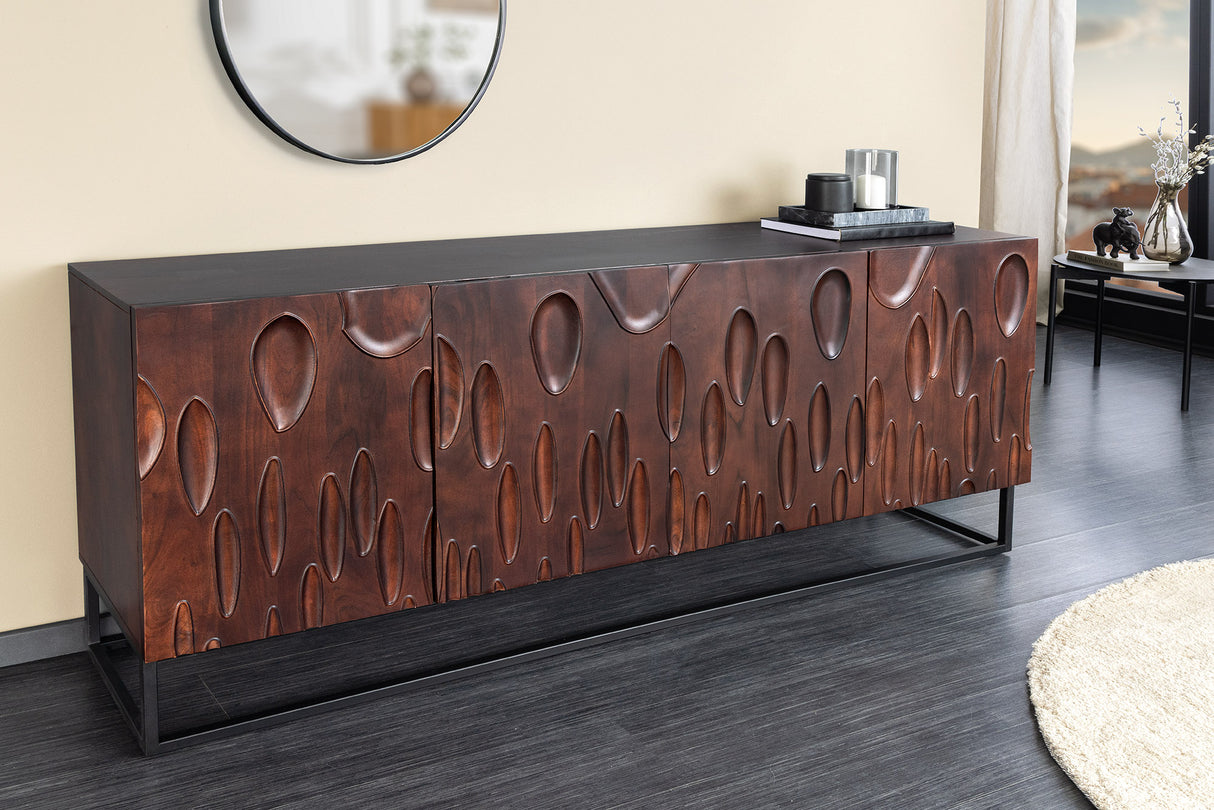 Sideboard DUNE 175cm 3D Akazienholz dunkel walnussbraun