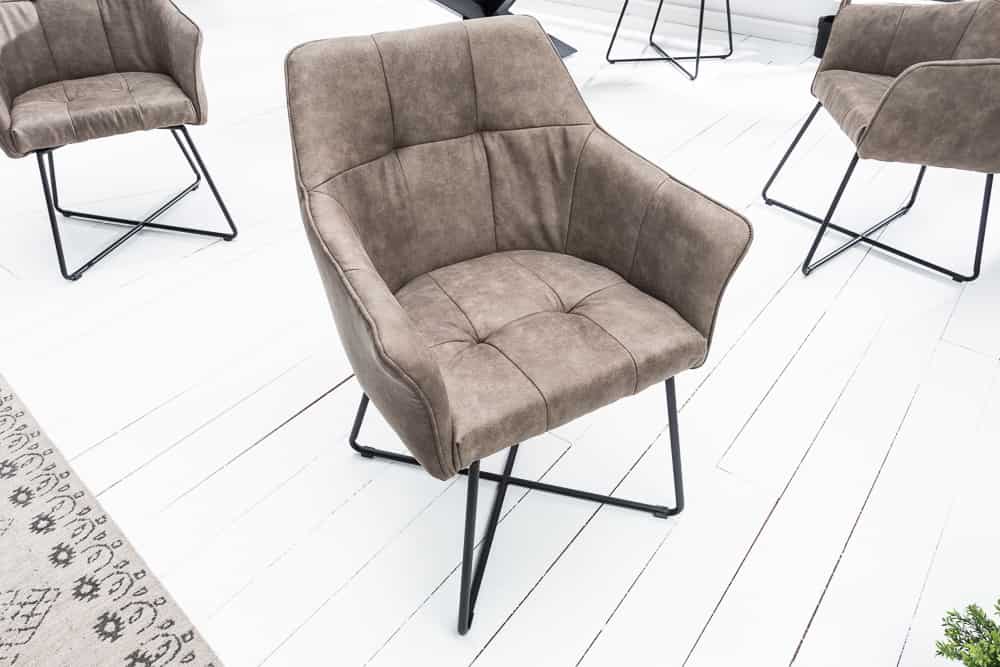 Stuhl LOFT mit Armlehnen Strukturstoff Vintage Taupe