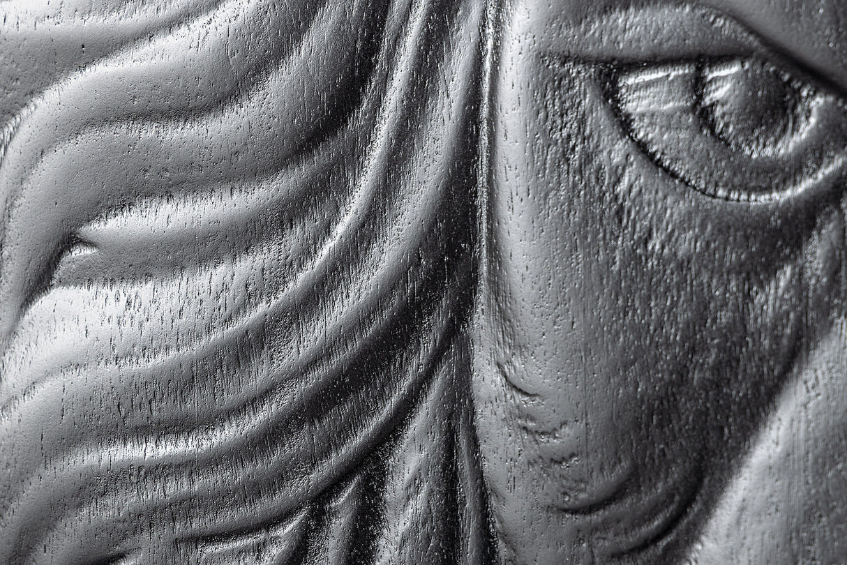 Highboard LION 140cm 3D mango wood black golden frame