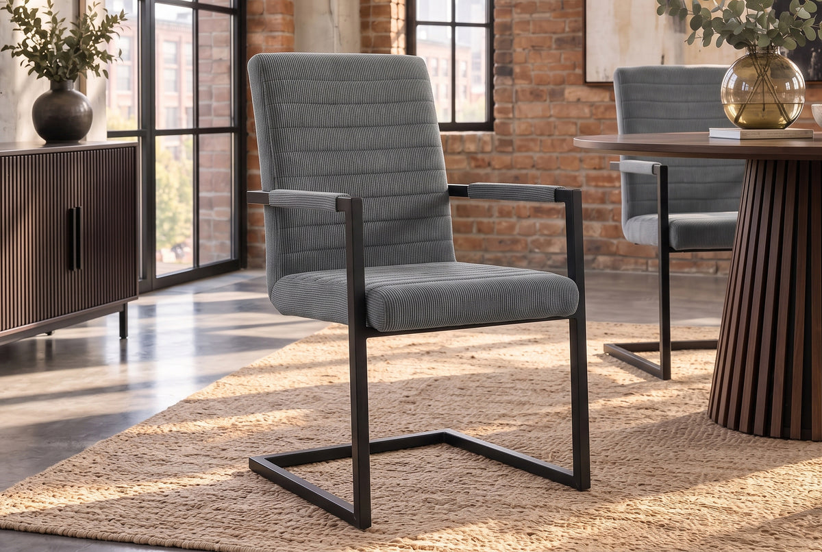 Cantilever chair LOFT w/ armrests cord grey metal frame black