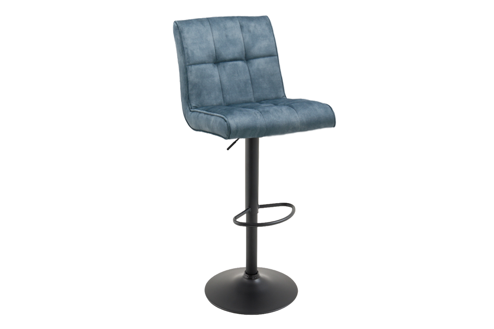 Barhocker MODENA 92-116cm 360° drehbar Samt petrol m. Gestell Metall schwarz