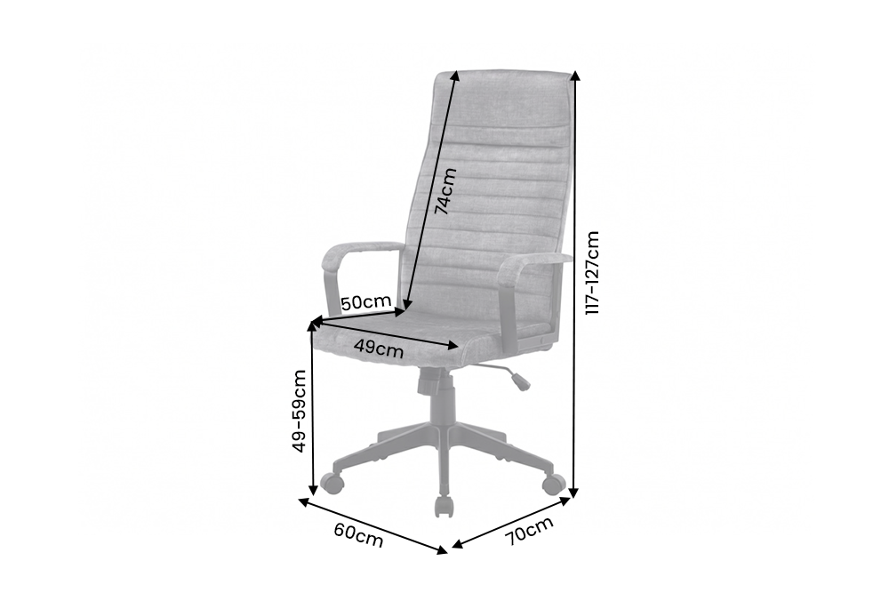 Bürostuhl LAZIO 49-59cm mit Wippfunktion Samtbezug Vogue Velours Anthrazit
