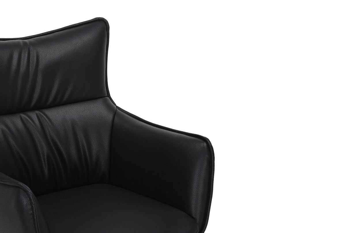 Drehstuhl VOGUE 360° mit Armlehnen Kunstleder schwarz mit Metallgestell schwarz