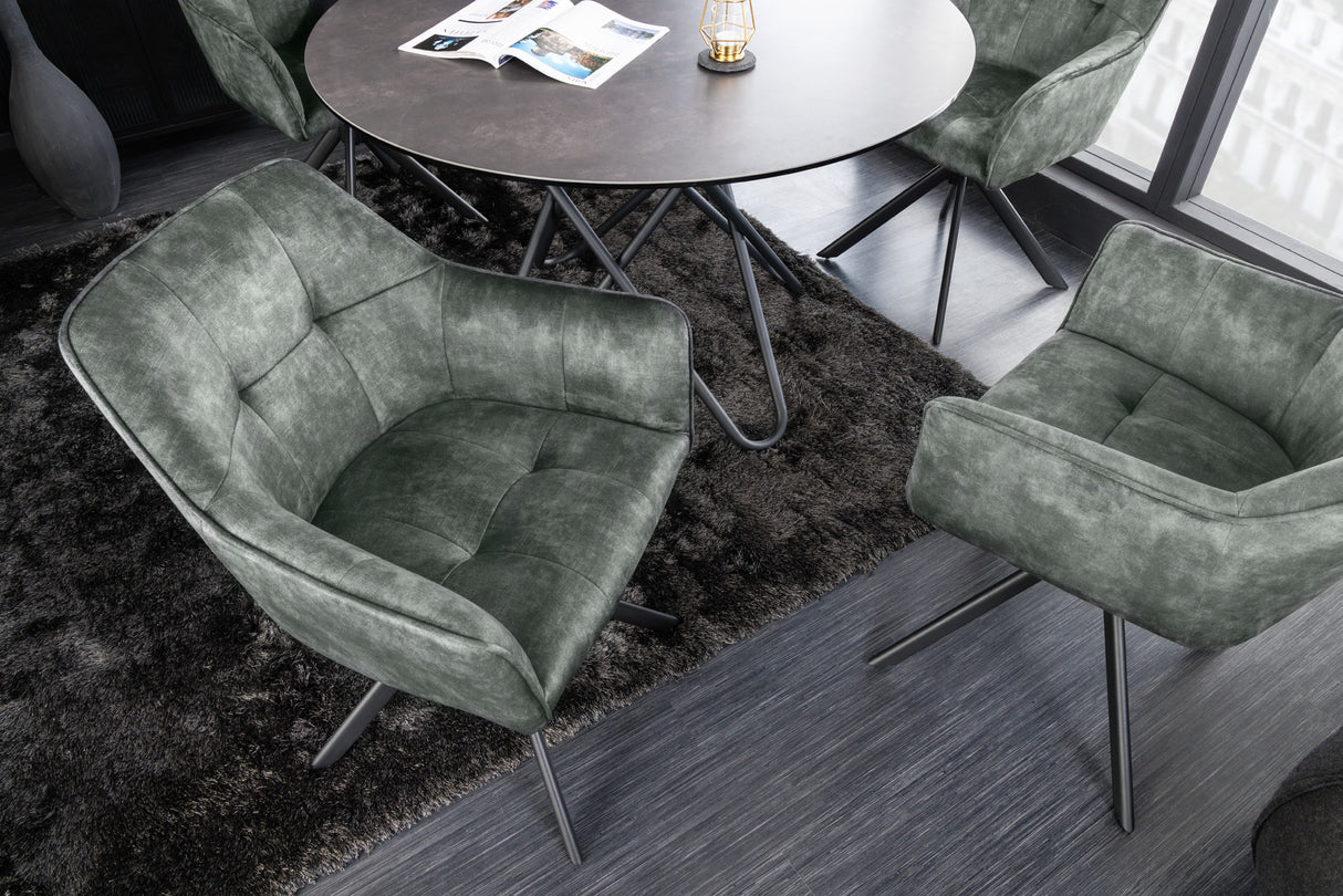 Swivel chair LOFT 180° with armrests velvet green
