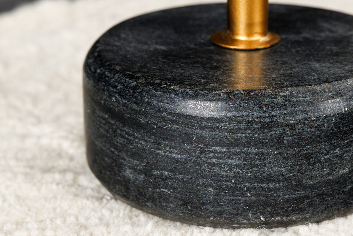 Beistelltisch TRAYFUL 60cm grauer Marmorsockel goldener Rahmen und Platte