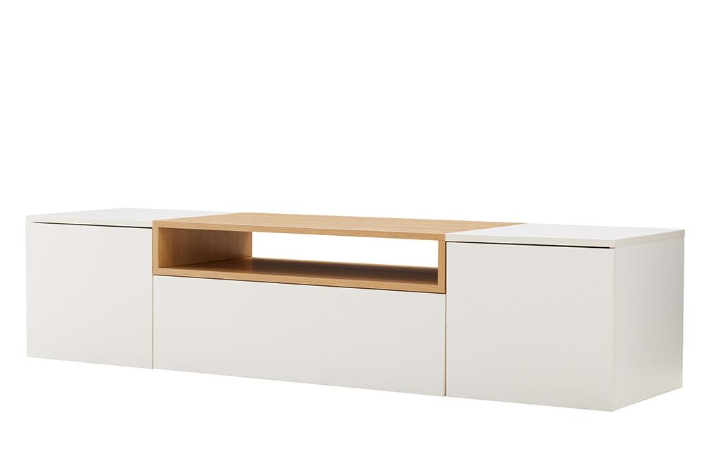 TV-Board LOFT 160cm hanging white natural