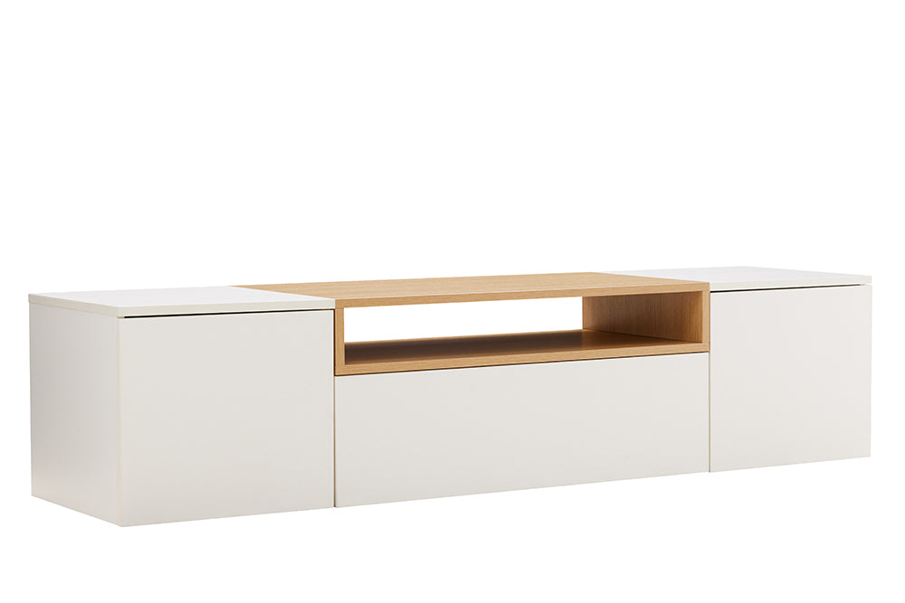 TV-Board LOFT 160cm hanging white natural