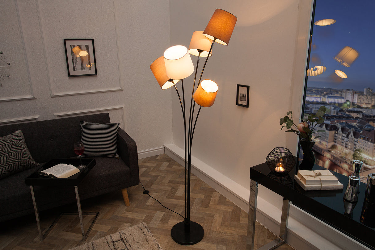 Floor lamp LEVELS 176cm 5 linen shades white beige brown