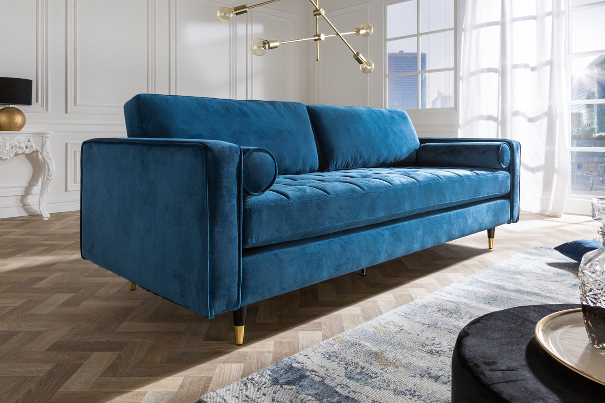 Sofa COZY VELVET 220cm 3-seater velvet teal blue